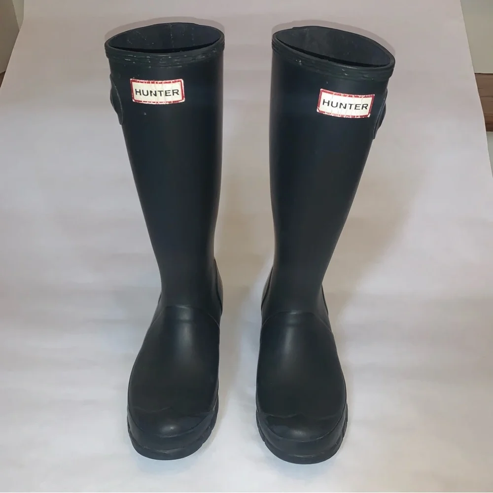 Hunter navy blue girls tall rain boots